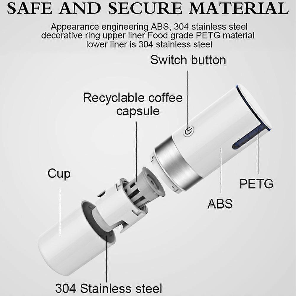 Portable Mini Full Automatic Coffee Capsule Machine White 23.5x7.5x7.5cm