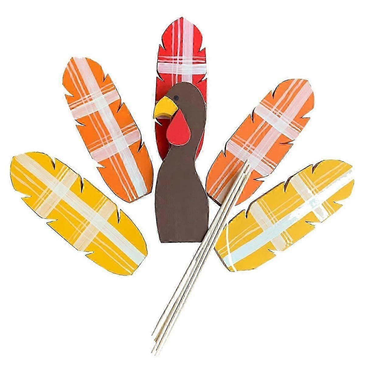 木製の七面鳥のプランタースティック、屋外ガーデンファームのパティオプランターの感謝祭の装飾に感謝します