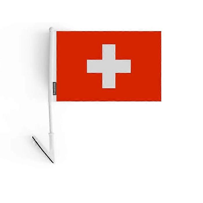 Adhesive Flag - Switzerland - 14 x 21 cm - Durable Polyester - Lightweight - Front/Back