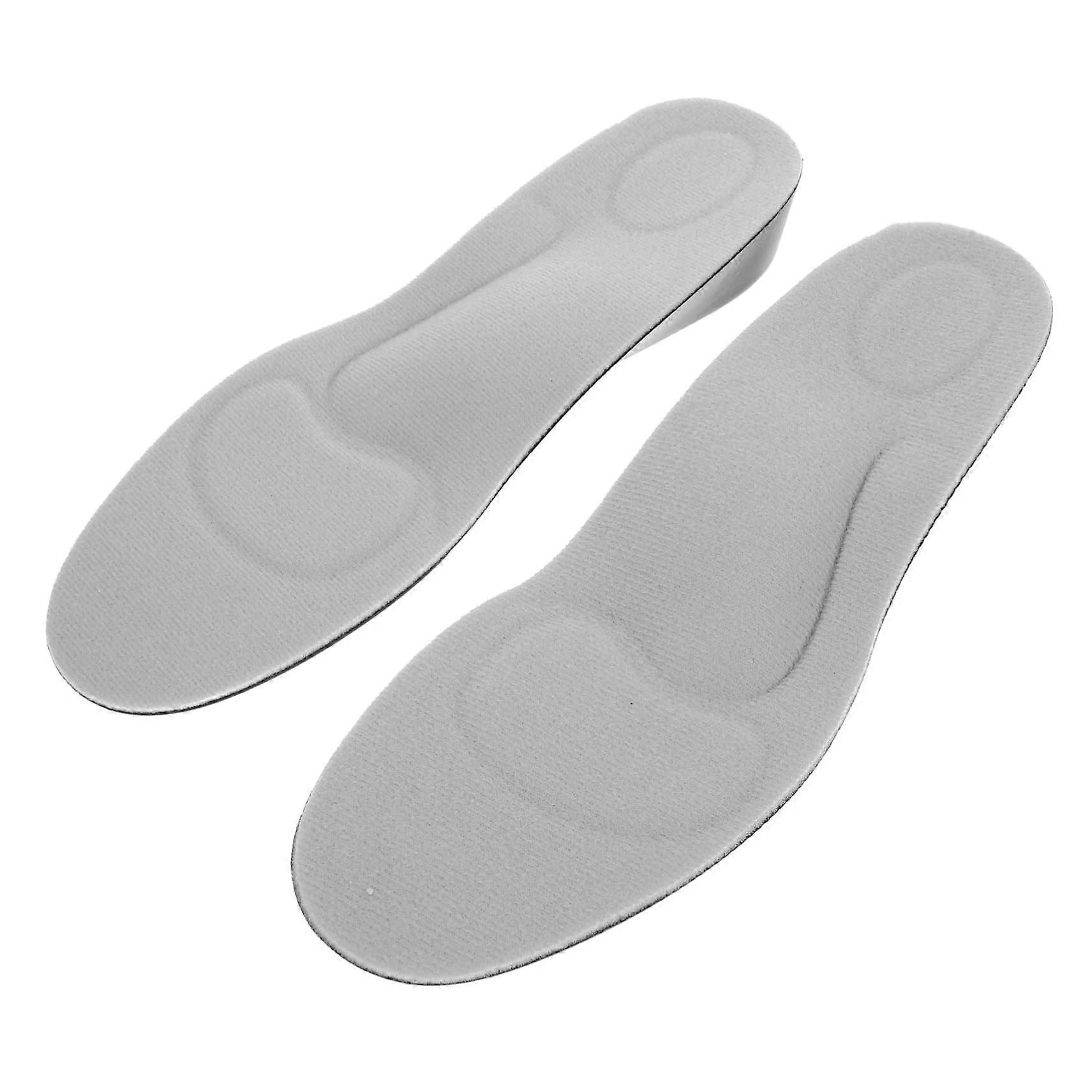 Women's Insoles 2pcs Pair with 3.5cm Arch Support Height Increase Inserts Velvet Surface Size EU 34-40 Grey