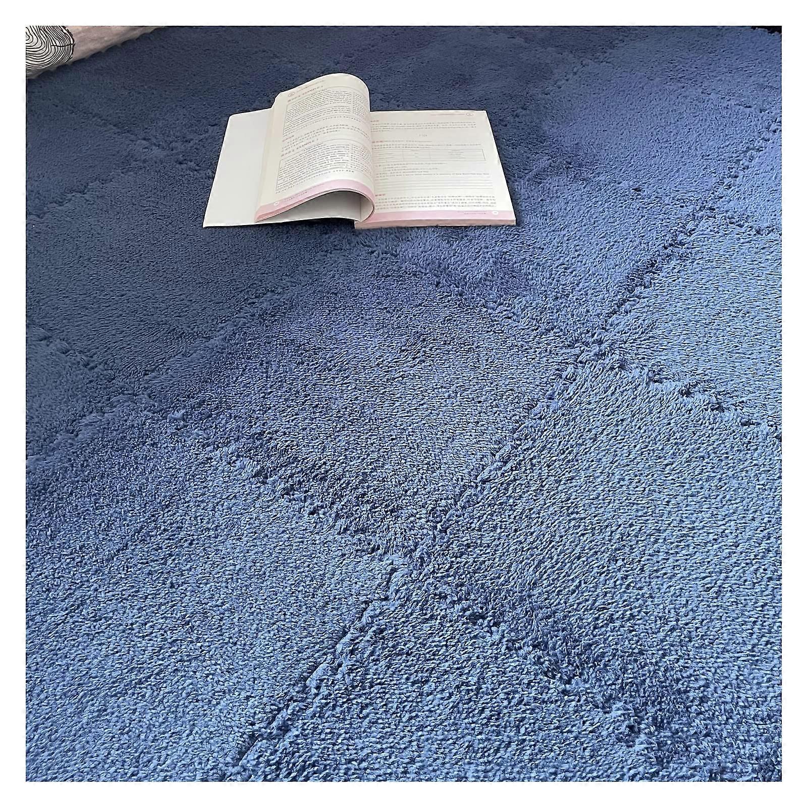 9/12/15/16 Pcs Interlocking Foam Carpet Tiles,Soft Fluffy Plush Area Rug Mat,12X12inch,Navy Blue,9 PCS