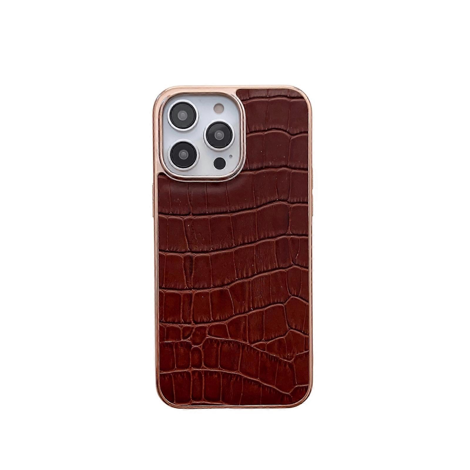 For iPhone 13 Pro Nano Electroplating Crocodile Texture Leather Phone Case