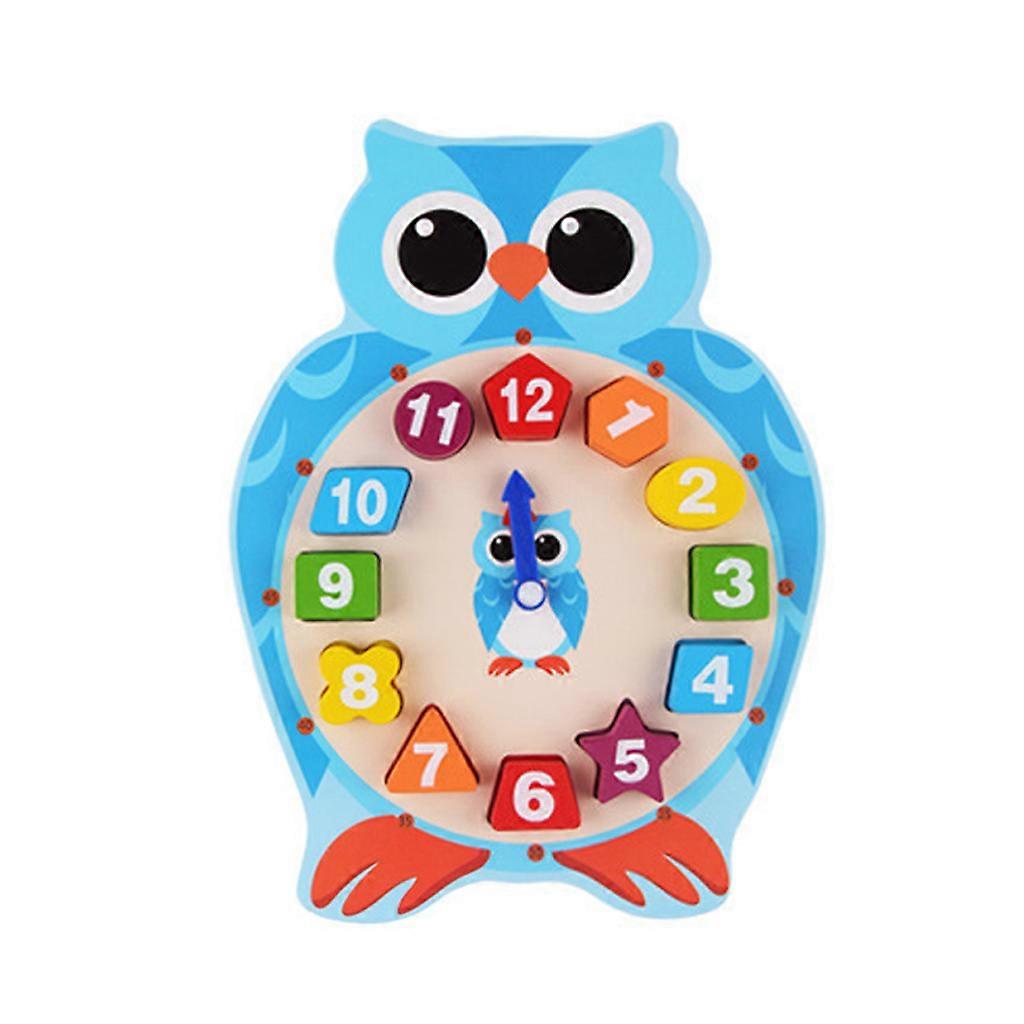 Cartoon Learning Clock Student Clock Teaching Clocks for Kids Telling for Time Wooden Number Blocks Toys Stud