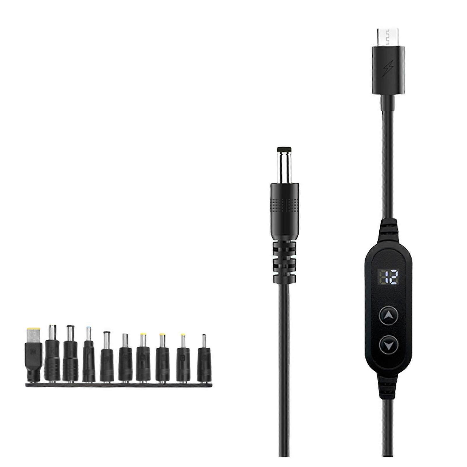 Adjustable Voltages USB C To DC5521 Charging Cable PD65W With 10 Conversion Heads For Laptops Routers And Electronics