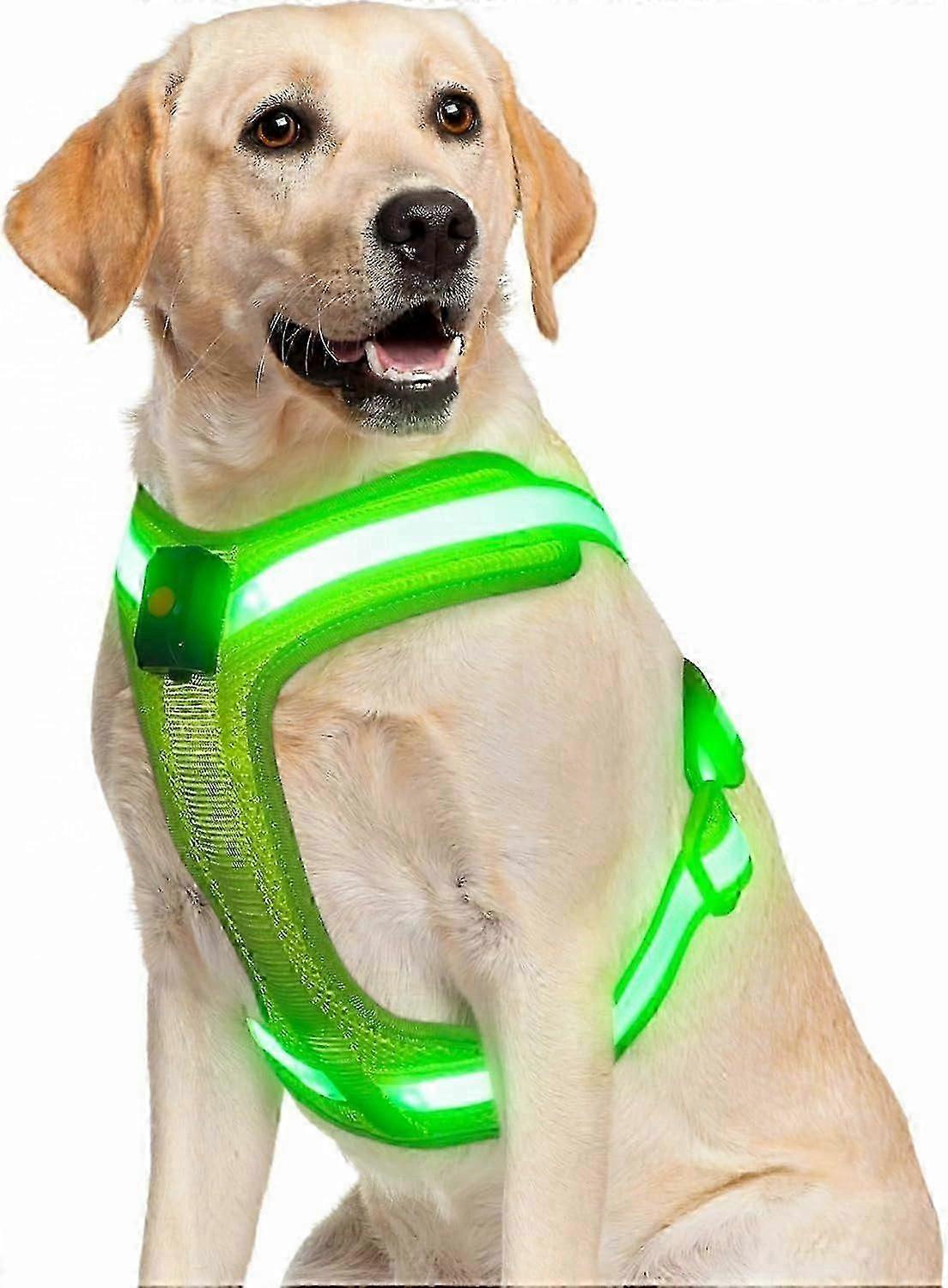 LED Dog Harness Rechargeable, Light Up Dog Harness No Choke Illuminated Glow Dark Harness