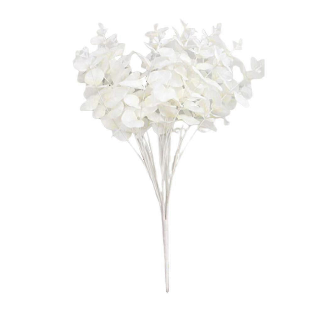 Artificial Eucalyptus Leaves Silk Simulation Leaves Bunch  White