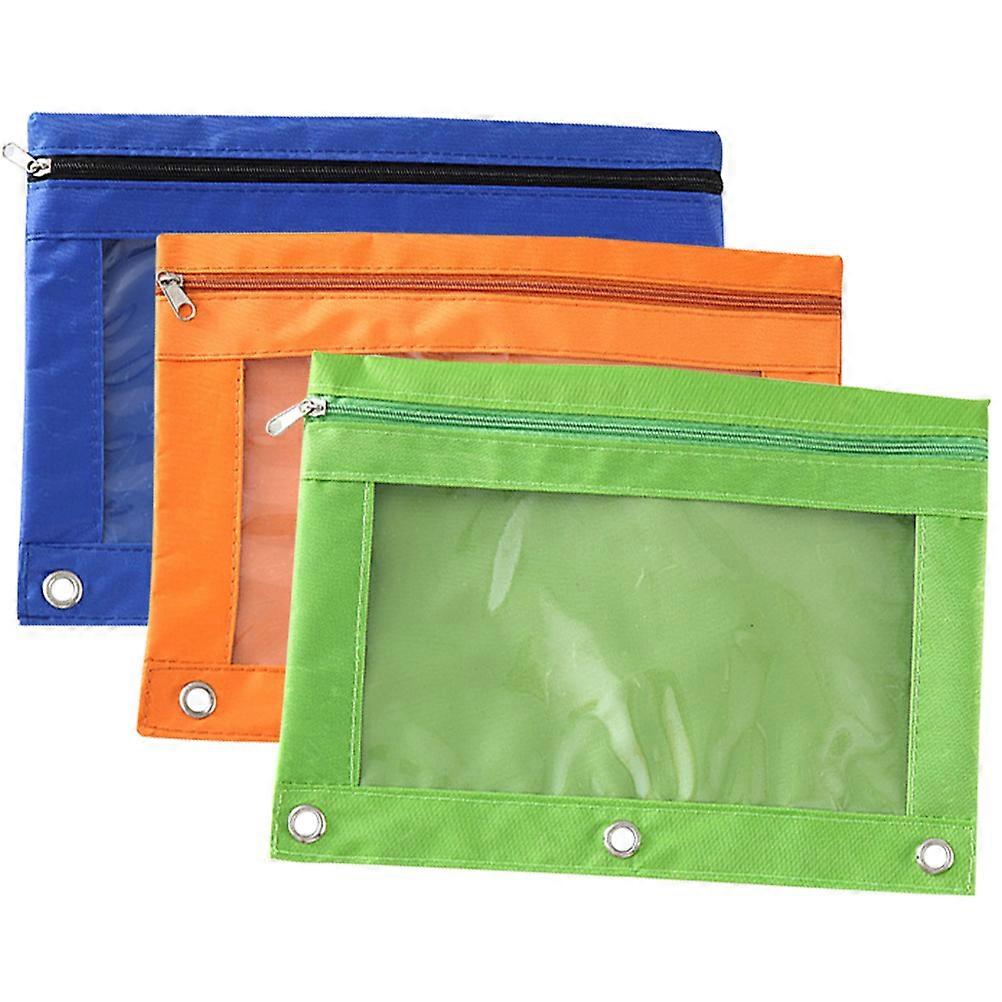 3 יחידות קלסר רוכסן שקיות עיפרון מבד אוקספורד מחזיקי עטים שקופים עמידים בפני קרעים ניידים עיצוב רב צבעים לציוד משרדי לבית הספר