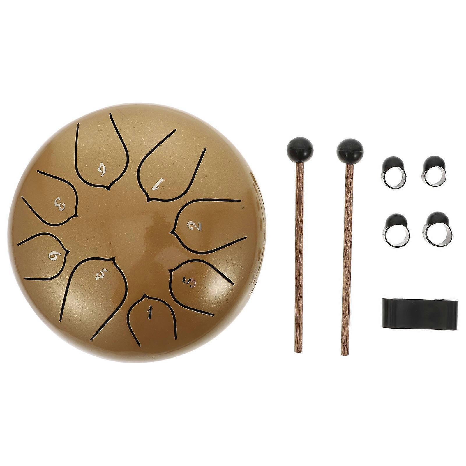 1 Set Ethereal Tongue Drum, Hollow Steel Drum for Meditation Music, Durable with Protective Finish, Suitable for Beginners and Professionals, Golden