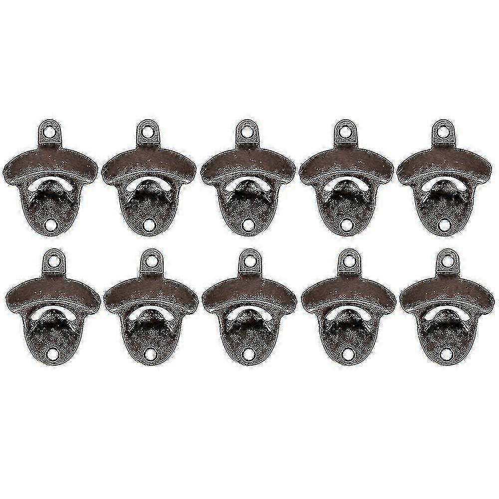 10 Pack Rustic Wall Mounted Beer Bottle Opener Set Vintage Style