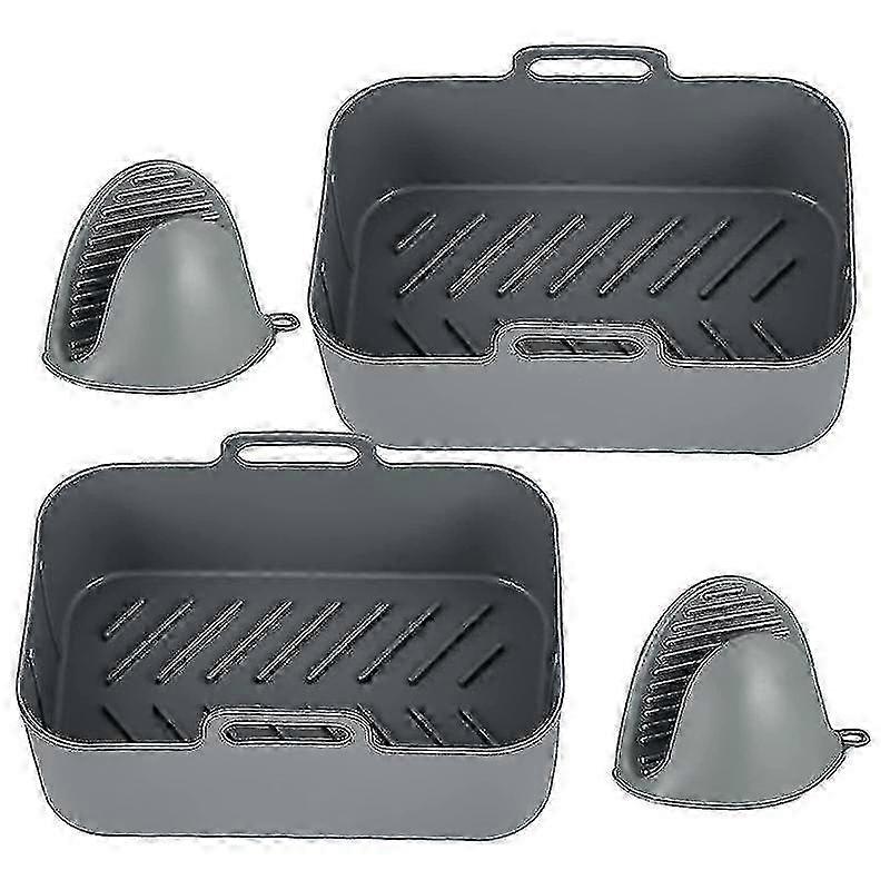 Silicone Fryer Basket for 8 Qt Fryer, Reusable Rectangle Pot, Easy Clean Accessory - Grey