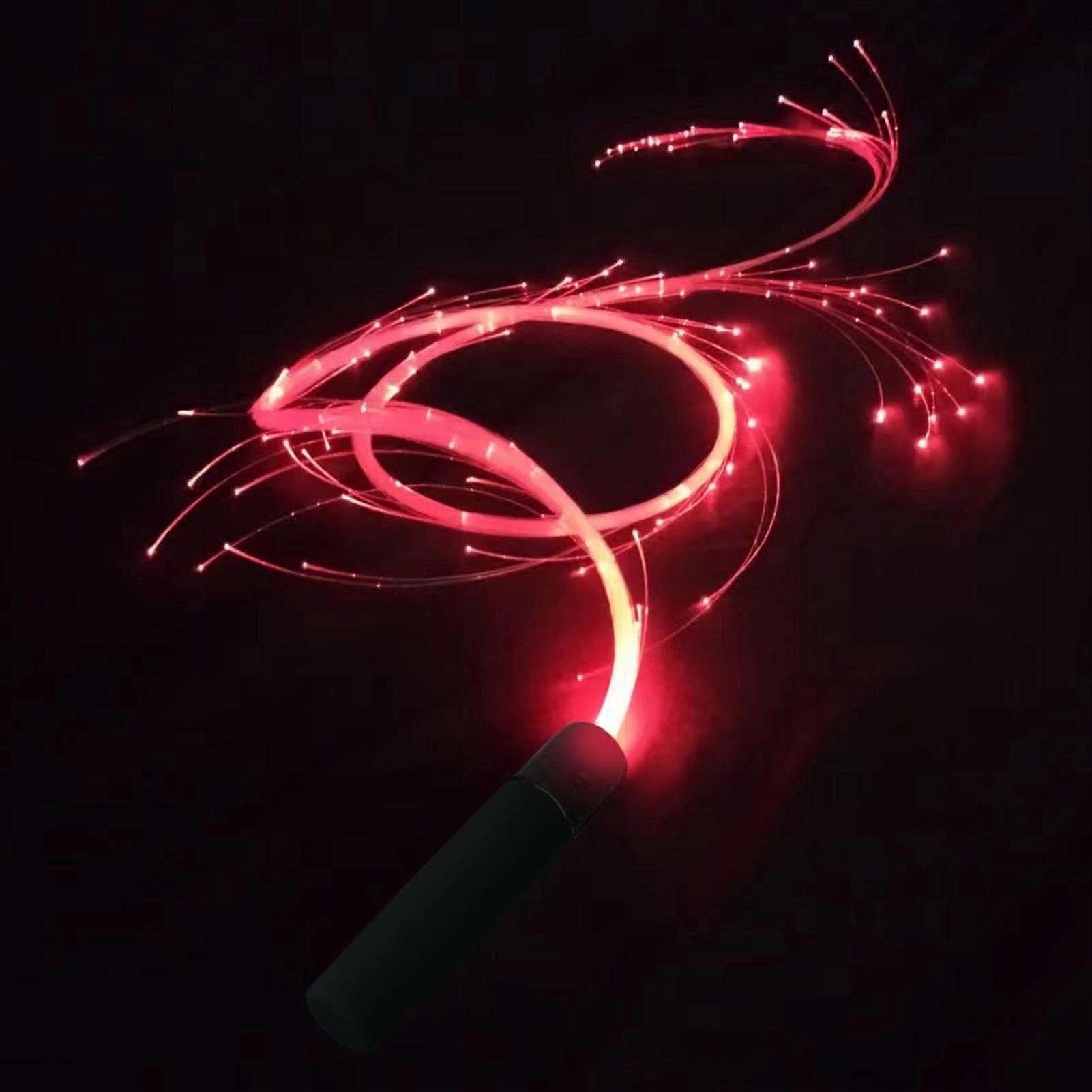 Flashing Whip - 360 Degree Rotating Luminous Dance Whip with 4 Lighting Modes, 7 Colors, Reusable Battery Operated Fiber Optic