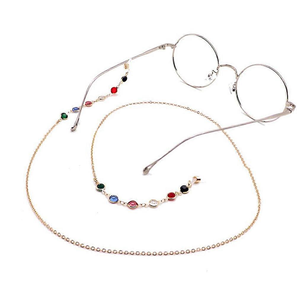 Sunglass Holder Strap Colorful Glass Handmade Eyeglass Chain For Sports Running Hiking Cycling Daily Use Golden 1Pcs