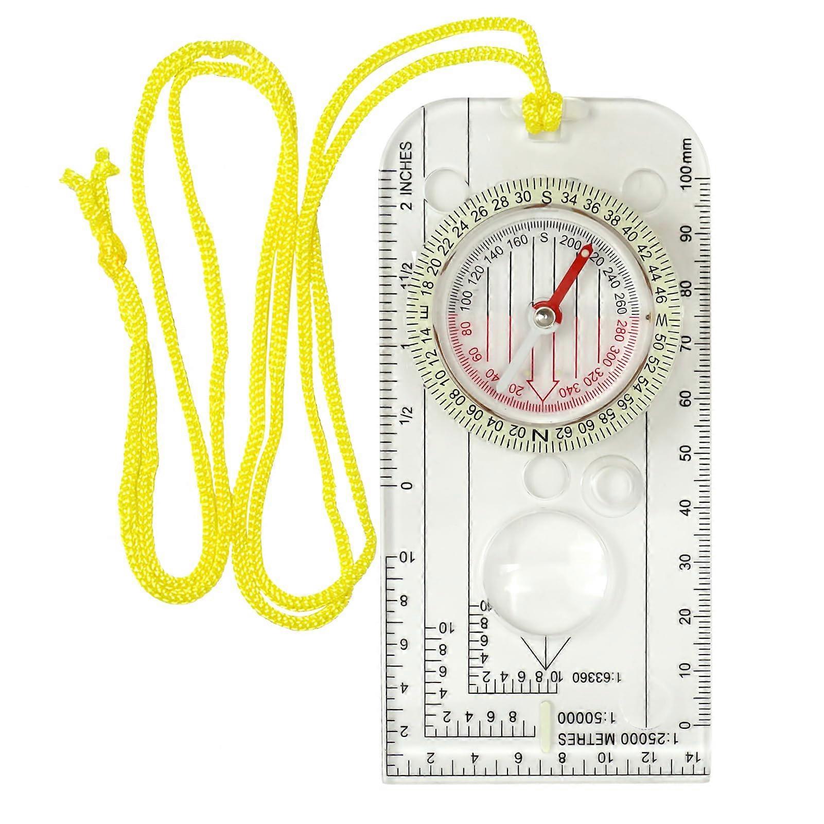 Navigation Kompass Outdoor Adjustable Inclination Compass with Magnifier and Scale, Lightweight 12.5 x 6.0 cm for Hiking and Expeditions
