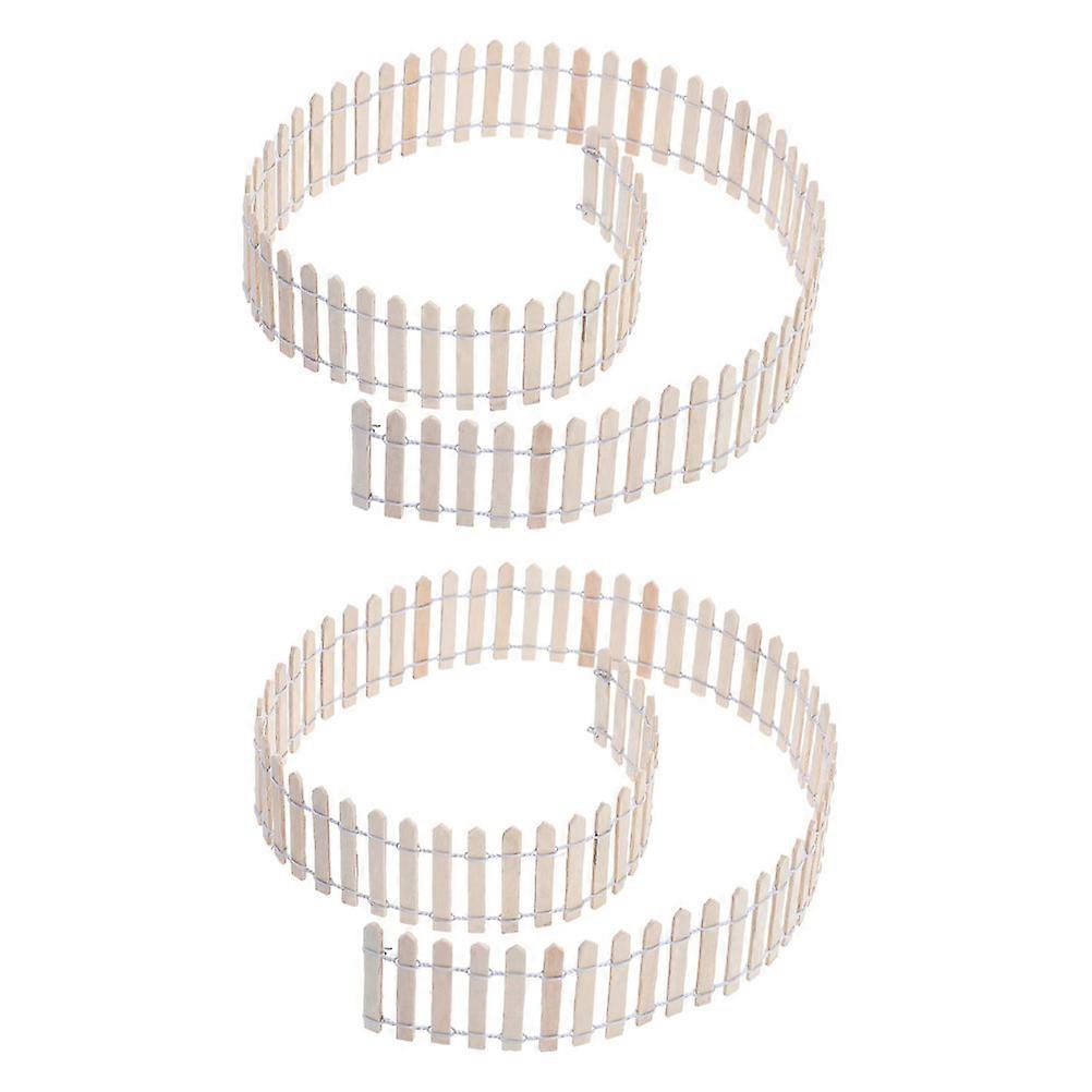 Miniature Fence for Decor Made of Synthetic Material Beige Color 2Pcs 7 Inch Long