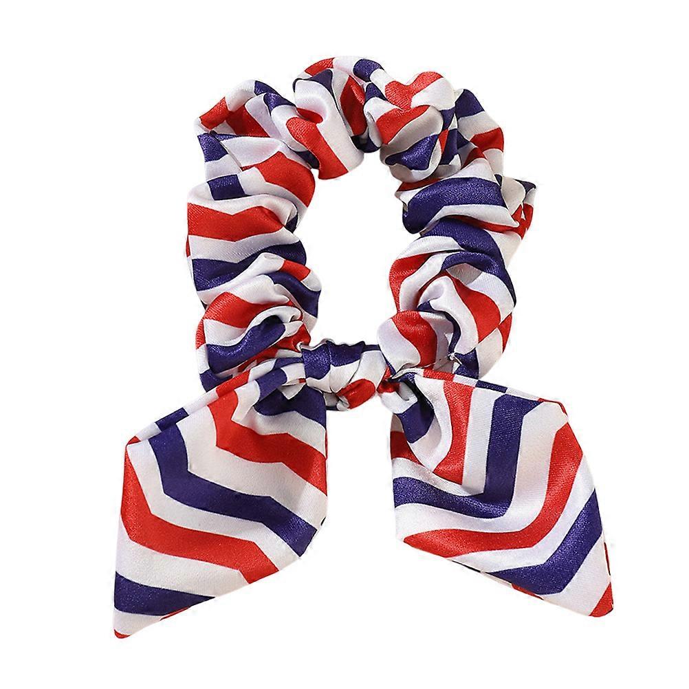 Ponytail Holders Independence Day Scrunchies For Girls Multi Color Round Shape Simple Design Elastic Hair Fixing 1Pack