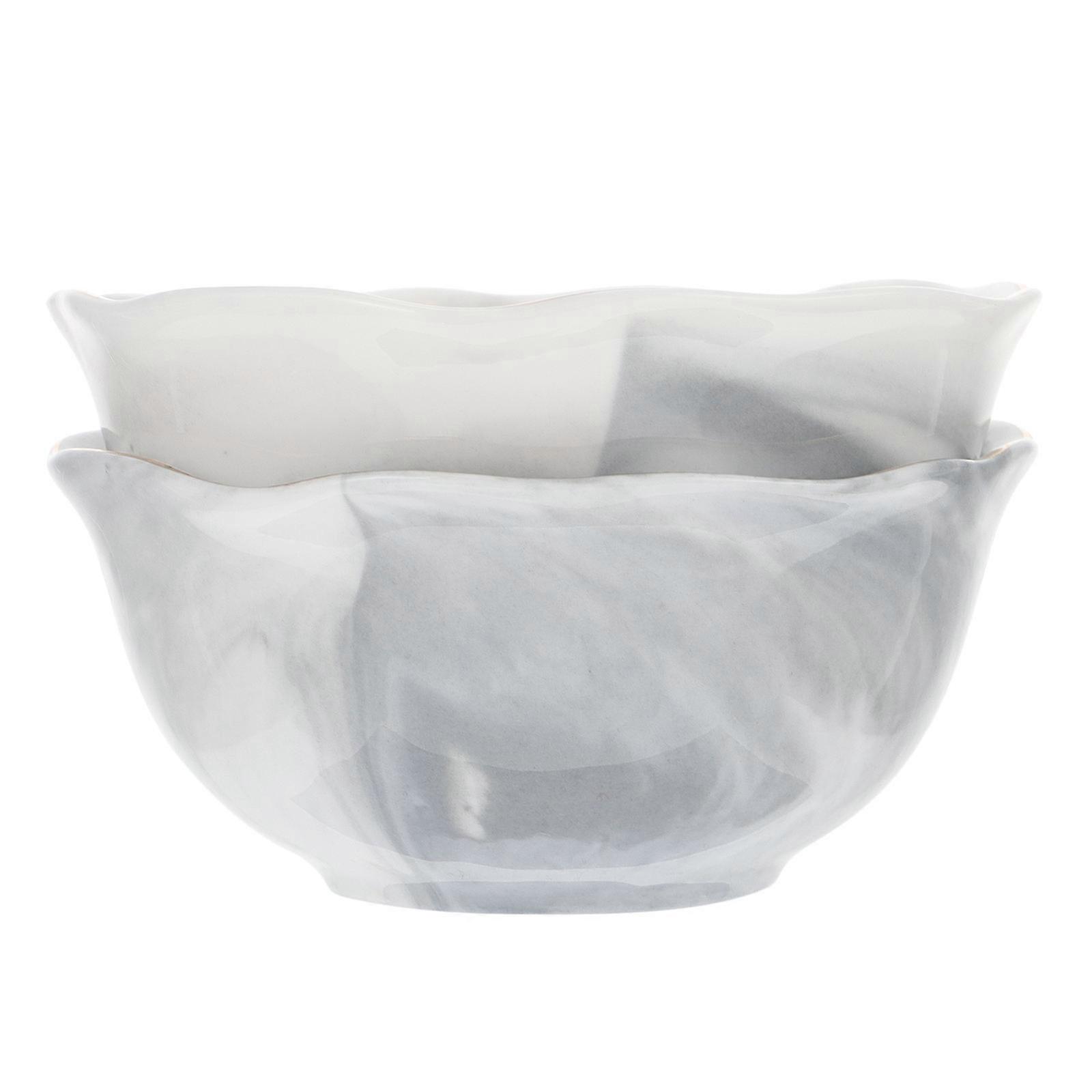 2 Pcs Nordic Style Ceramic Cereal Bowl Set Grey Rice Porridge Soup Bowls, Dishwasher Safe, Non Stick, Deep Design for Easy Serving, Elegant Kitchen