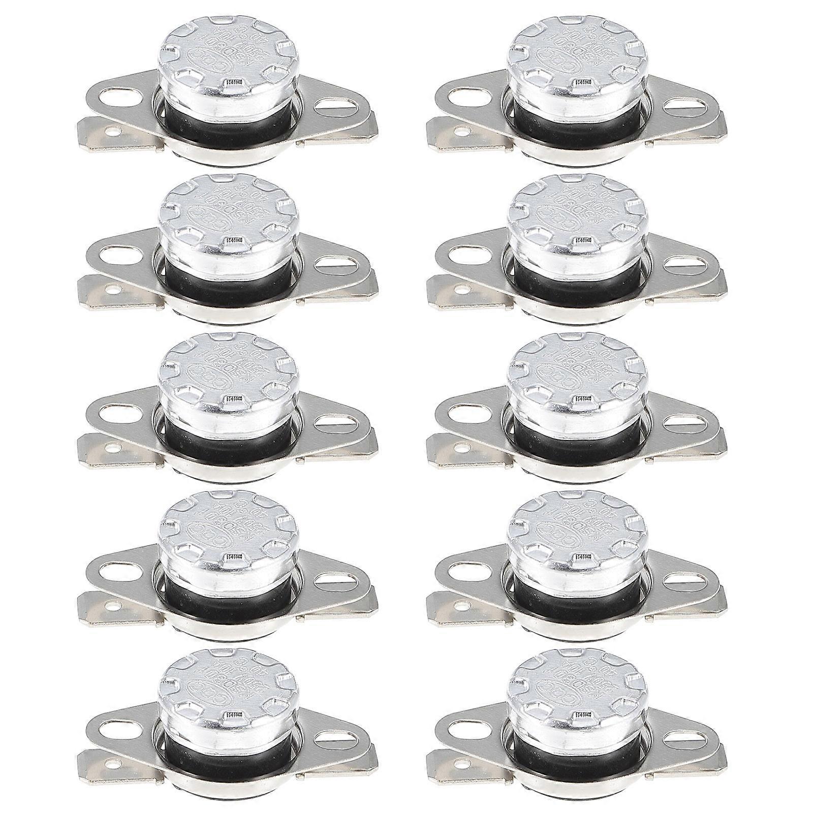 Thermostat Control Panel Normally Open Temperature For Indoor Use Silver 3.3X1.8X1.1CM Automatic Reset 10Pcs