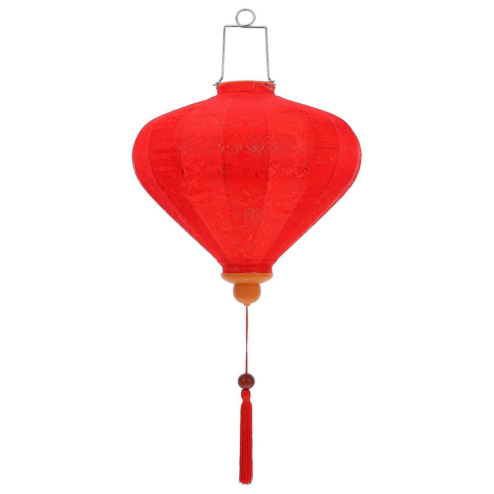 Vietnamese Silk Lanterns Decorative Hanging Lantern For Wedding Outdoor Events Red 43.00X33.00X33.00CM Diamond-shaped 1Set
