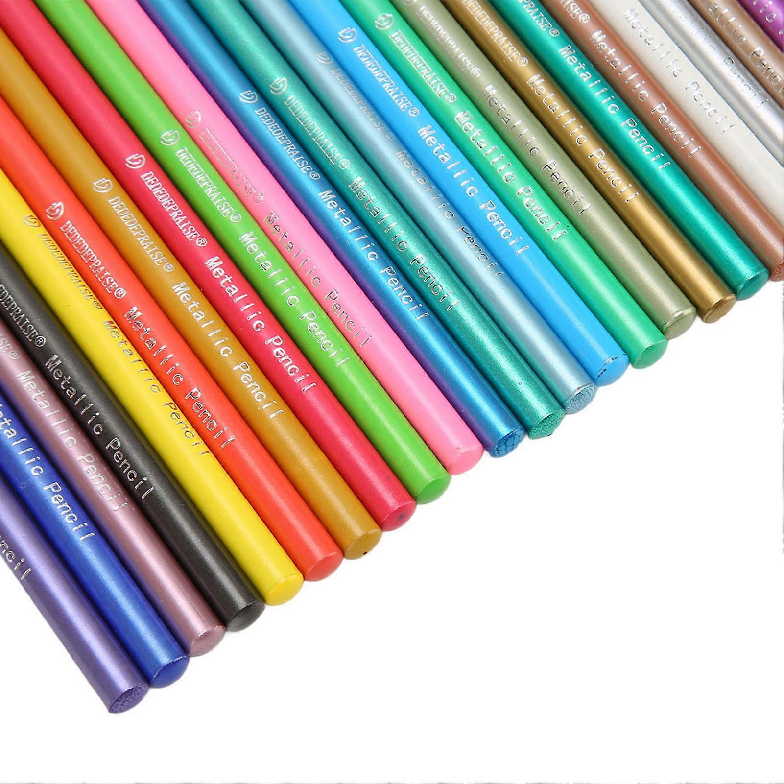 Metallic Colored Pencils, 24 Colors, for Doodling, Drawing, Crafting
