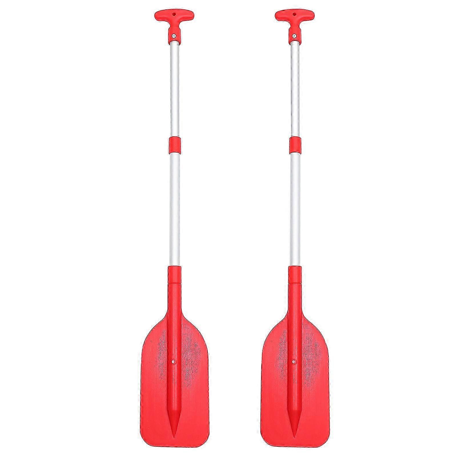 2 Adet Geri Çekilebilir Kano Kayık Kürekleri Alaşımlı Tekne Kürekleri 53.5X16CM Kırmızı