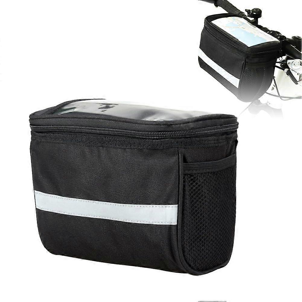 Bicycle Basket Front Bag, Handlebar Bag with Adapter, Black