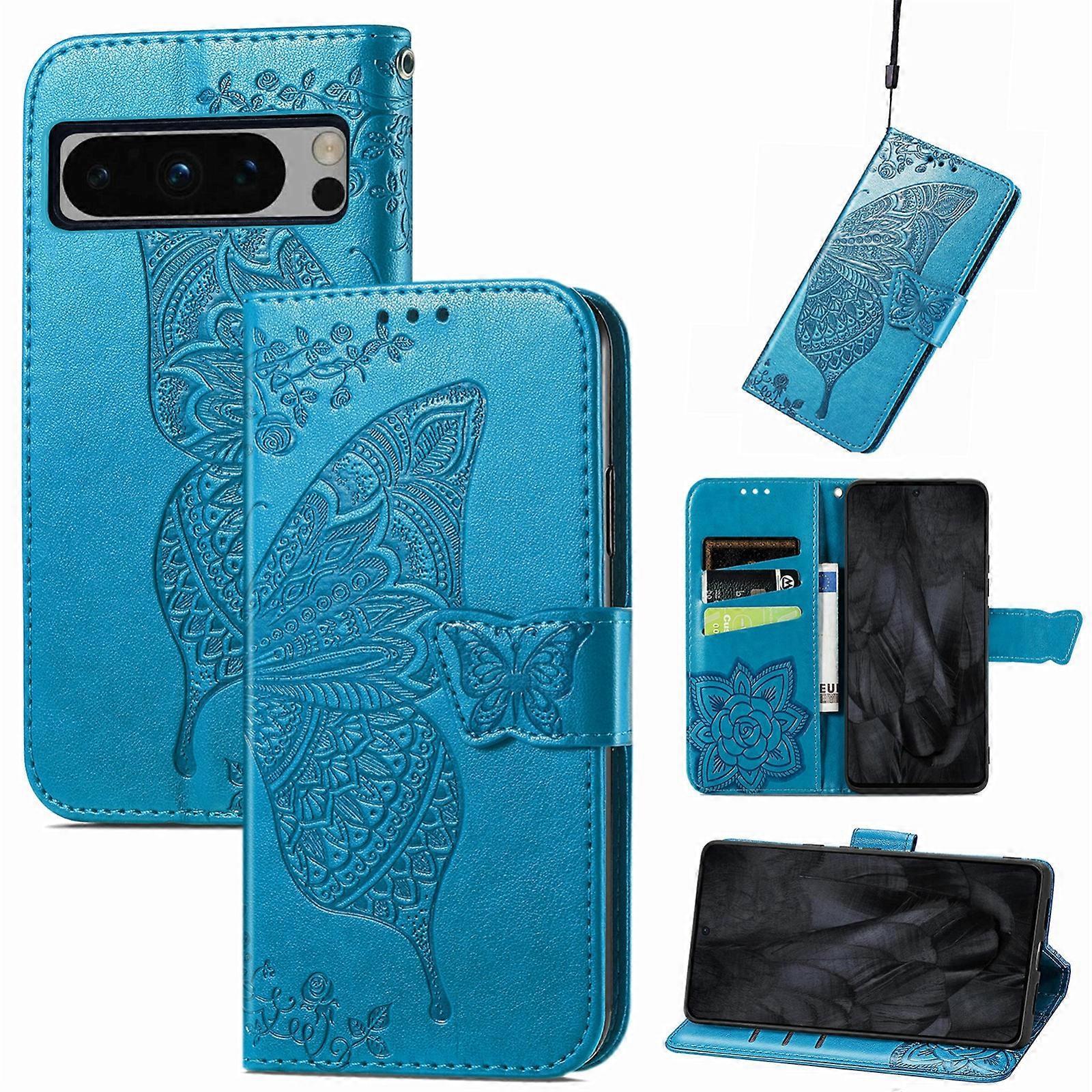 Butterfly Love Flower Embossed Leather Phone Case