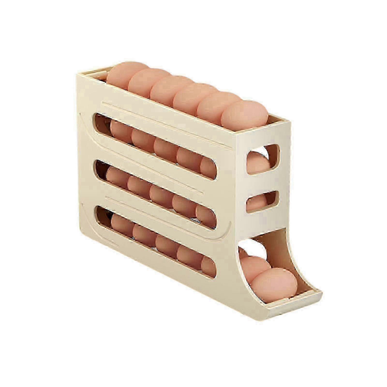 Egg Holder Fridge Organizer, Automatic Rolling Egg Tray, 4-Layer Egg Storage Container, Refrigerator Egg Keeper, Fresh Egg Dispenser