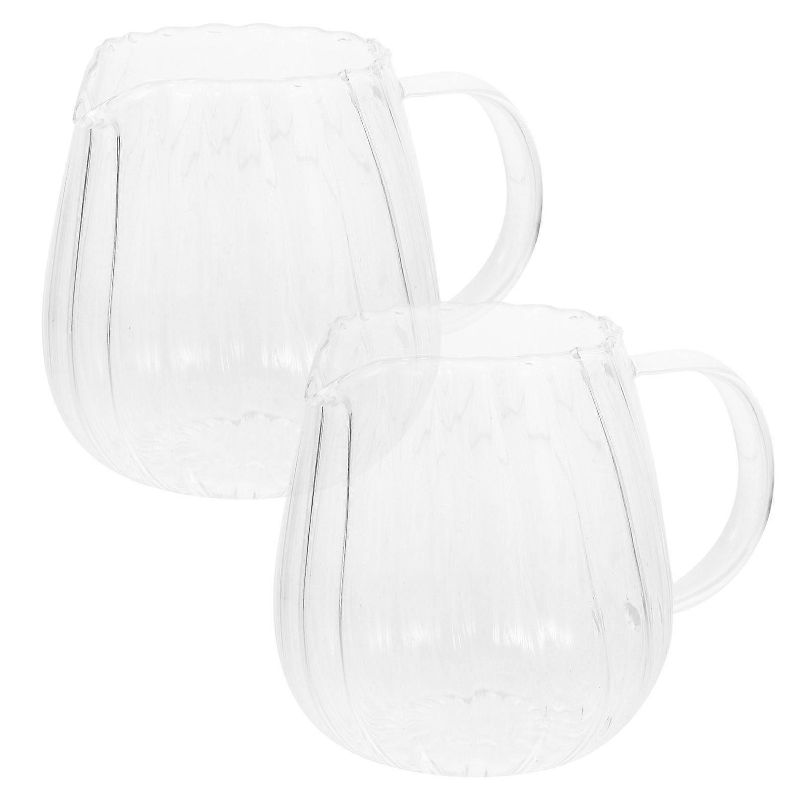 2Pcs Creamer Pitcher with Handle Coffee Milk Creamer Pitcher Home Tea Dispenser Glass Milk Pitcher
