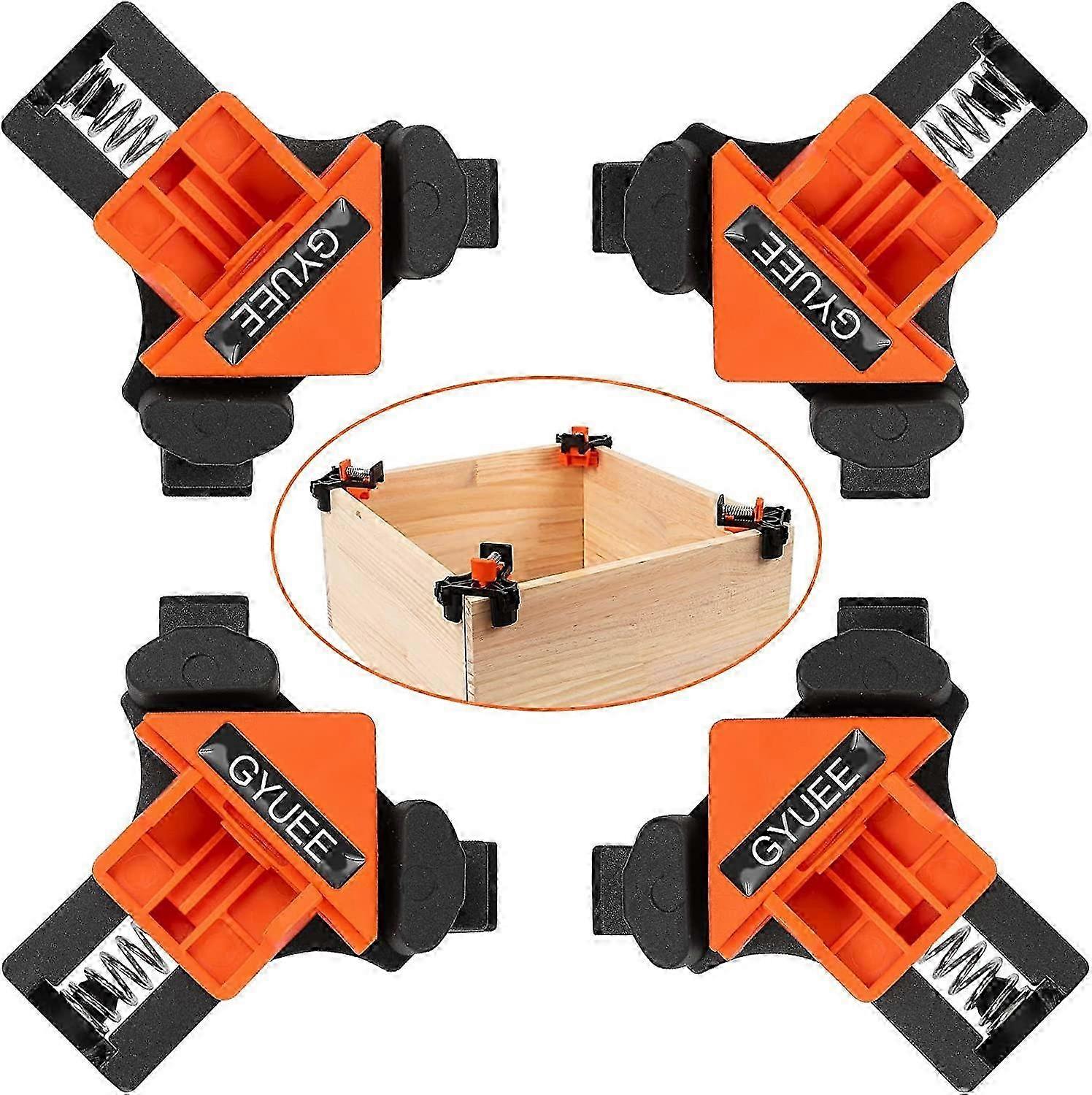 90 Degree Angle Clamps, Wooden Processing Corner Clip, Adjustable Handcrafted Stabilizer (Orange+Black)