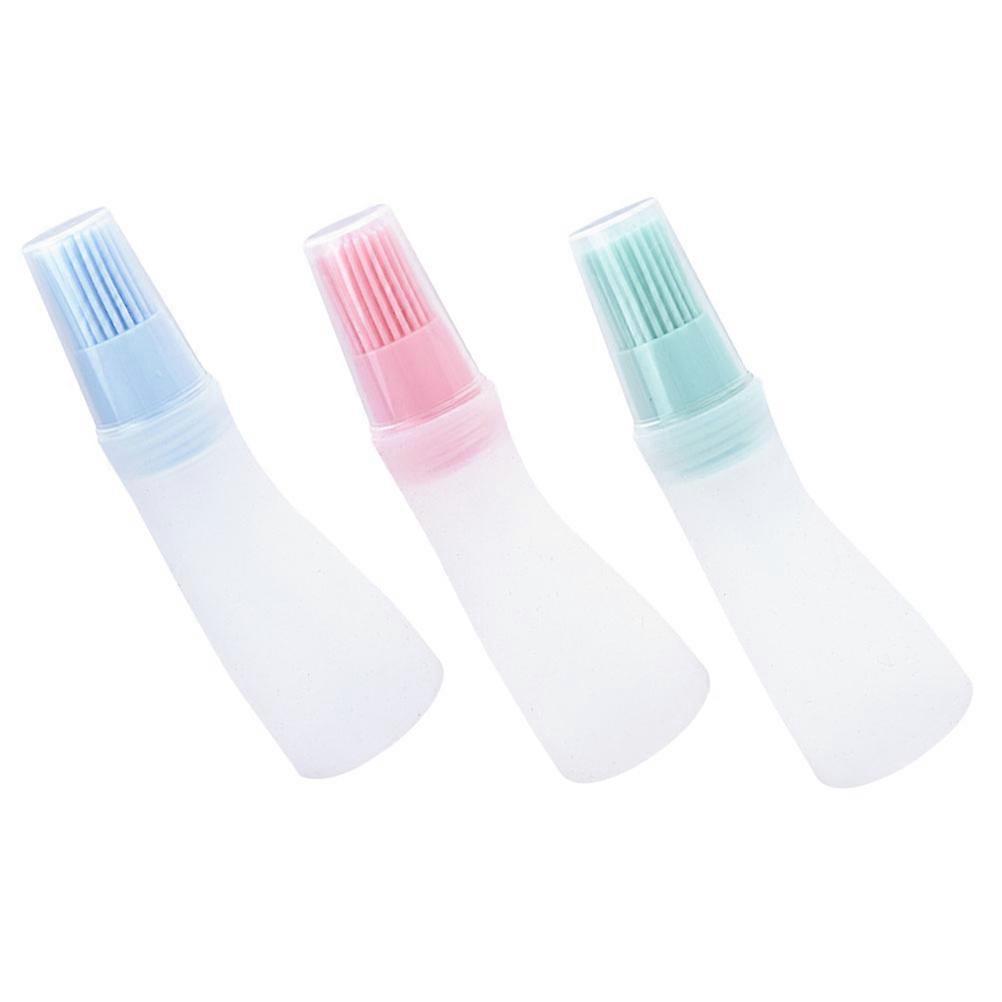 Silicone Oil Bottle with Brush for Storage Assorted Color 3pcs