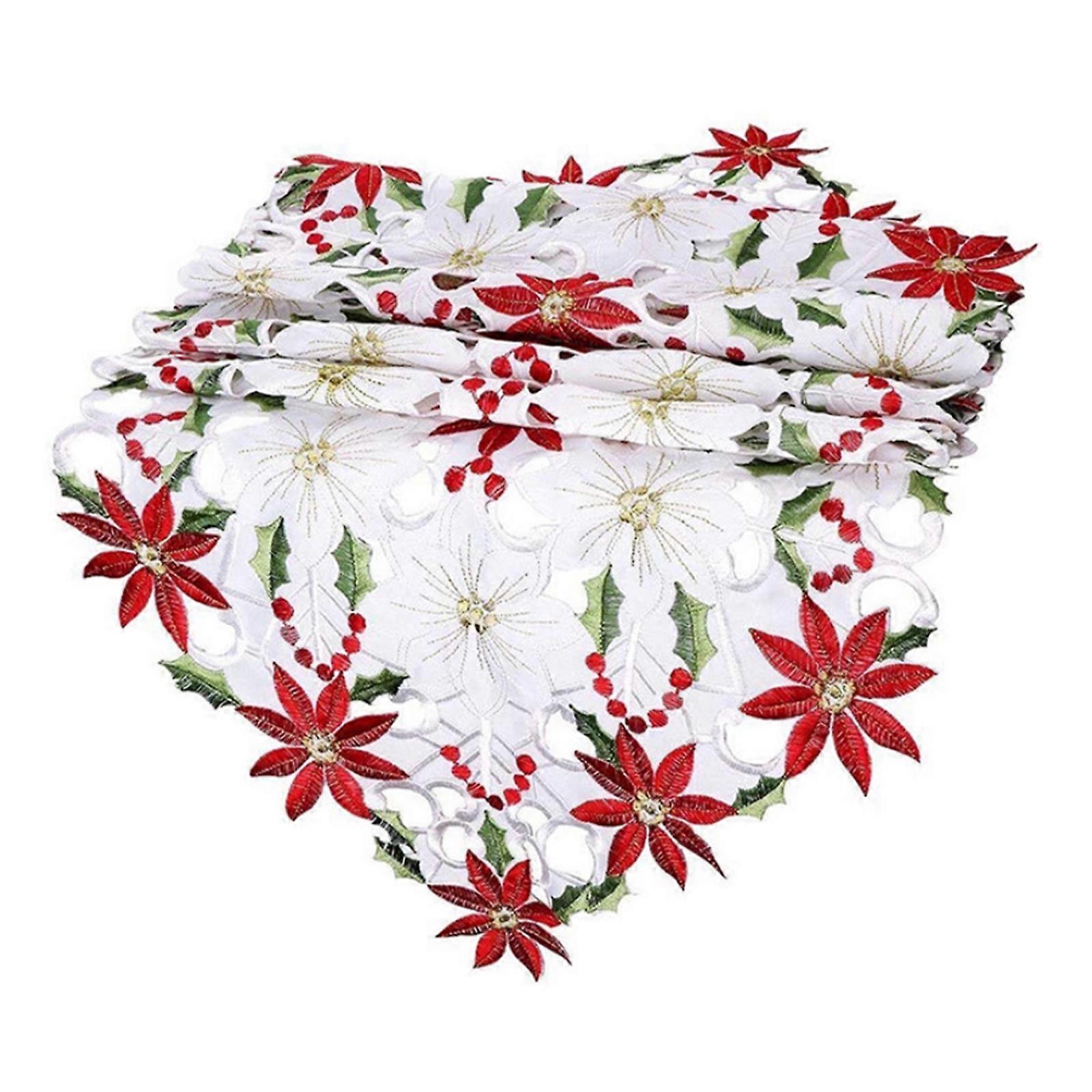 Festive Christmas Table Runner, Colorful Delicate Design Adds Warmth To Your Holiday Celebrations, Durable Polyester Table Linen Machine Washable For