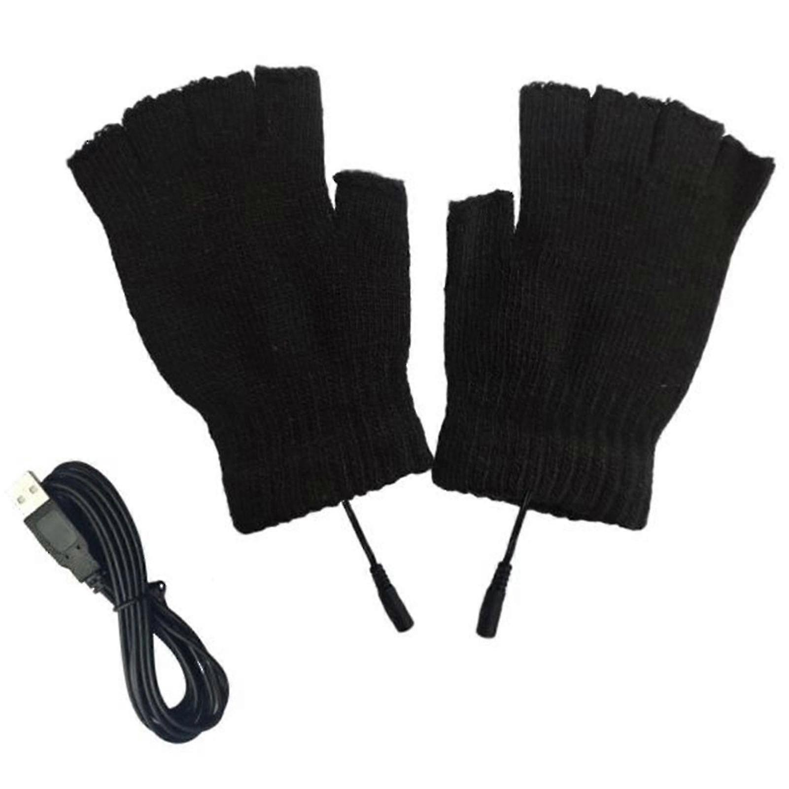 USB Beheizte Strickhandschuhe Halbfinger Heizung Hände Wärmer Für Erwachsene Computer Gaming