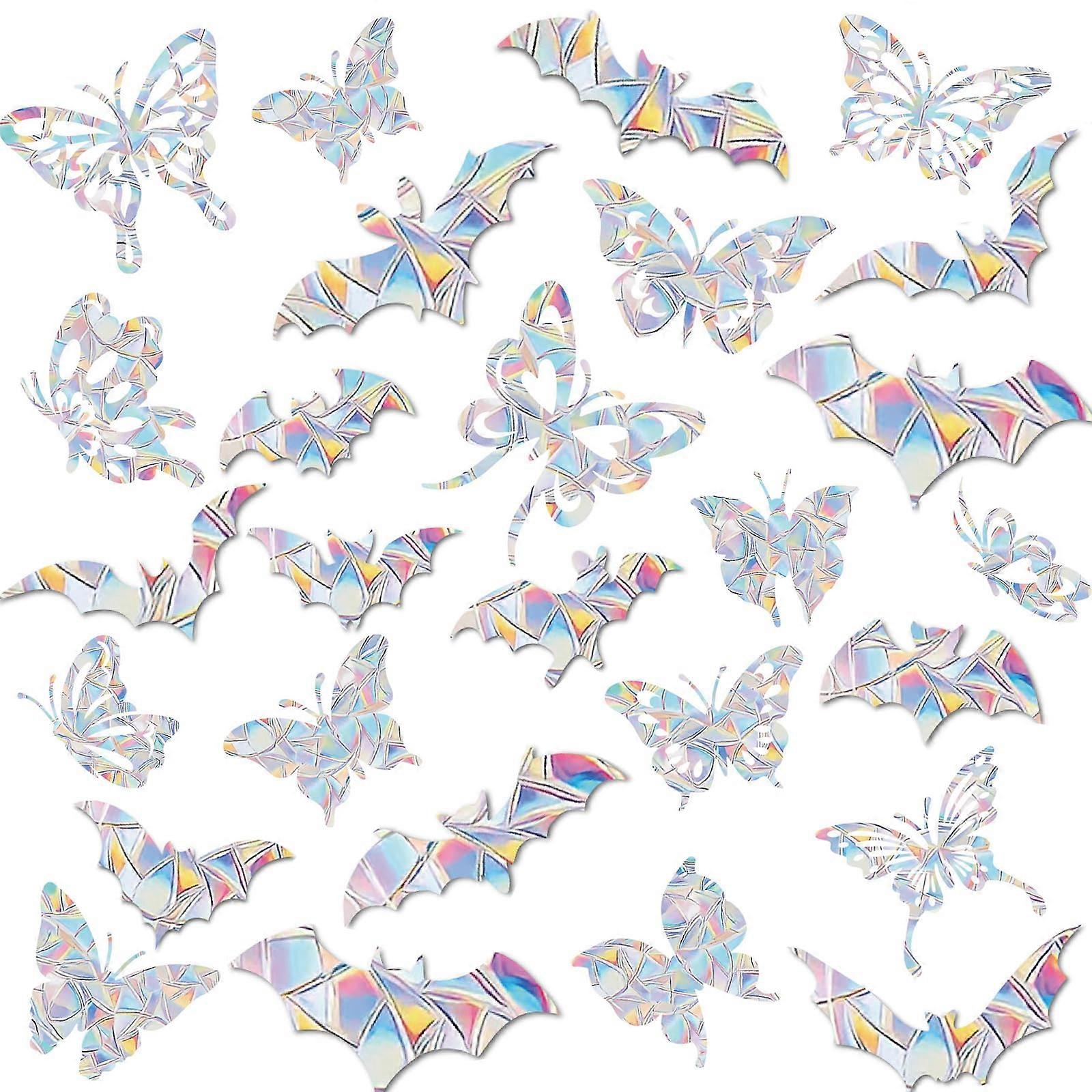 Anticollision window decals, batbutterfly design, rainbow prism decals, static cling.