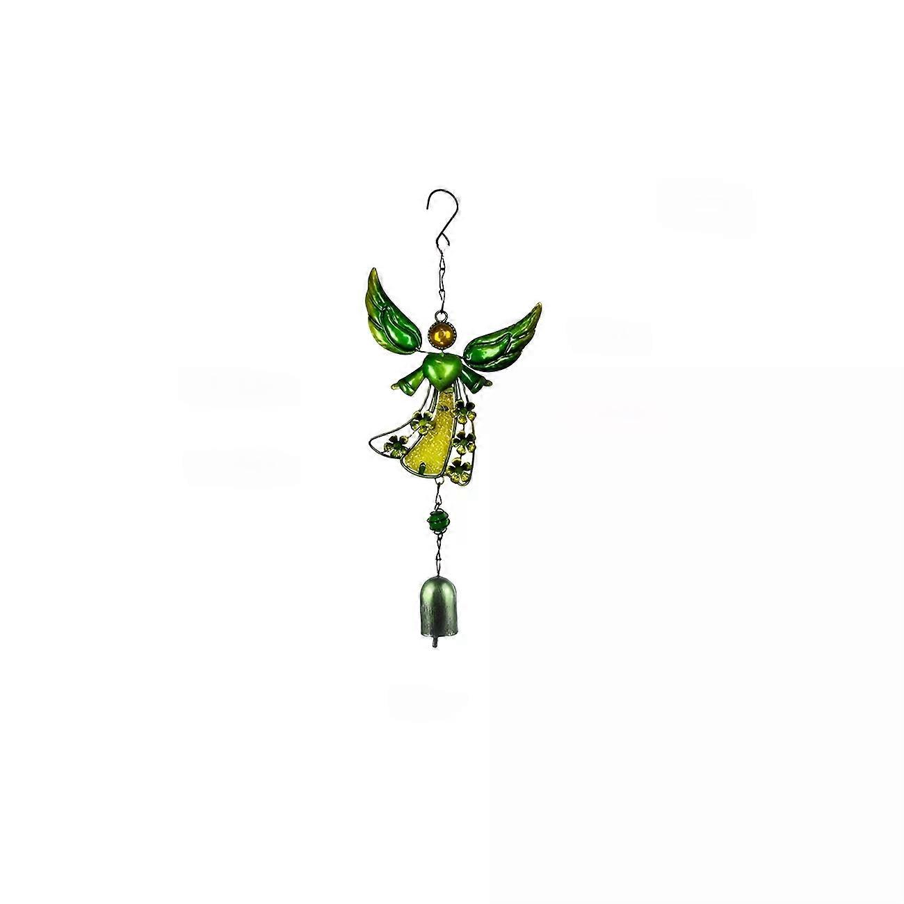 جرس ملاك مصنوع يدويا ، حديد مطاوع مع طلاء زجاجي ، زخرفة زخرفية للمنزل ، حديقة ، فناء ، شرفة ، شرفة - لا حاجة للطاقة ، هدية مثالية