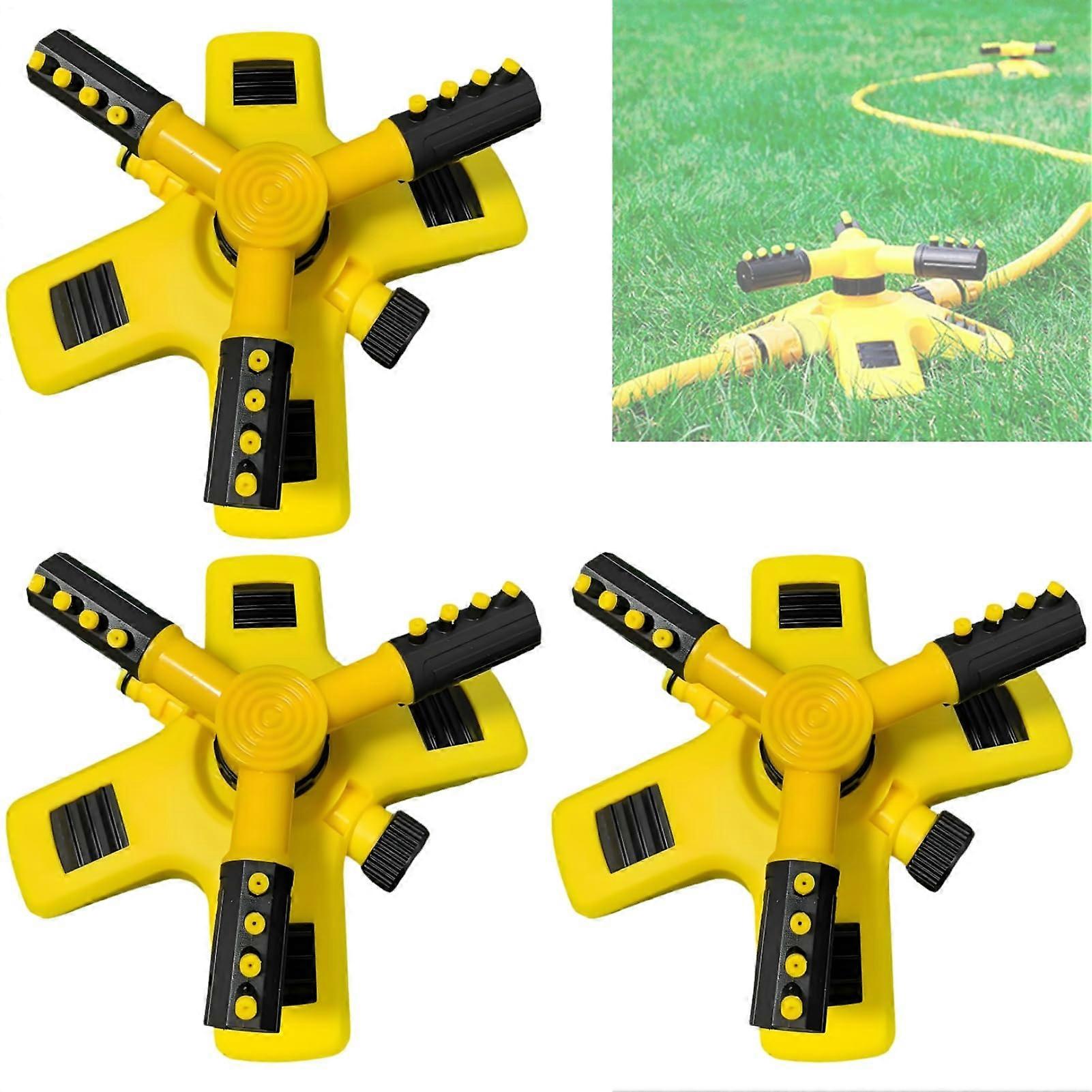 3X Sprinklers for Garden Irrigation, Adjustable Watering Area, 360Degree Rotation