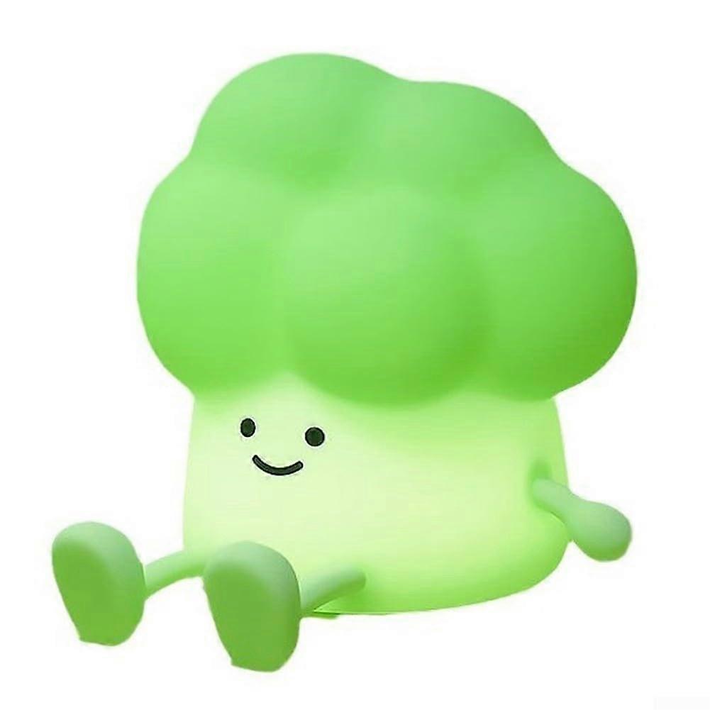 Charming Broccoli Bedside Lamp with Adjustable Brightness, Timer Function, and Soft Green Color for Night Comfort