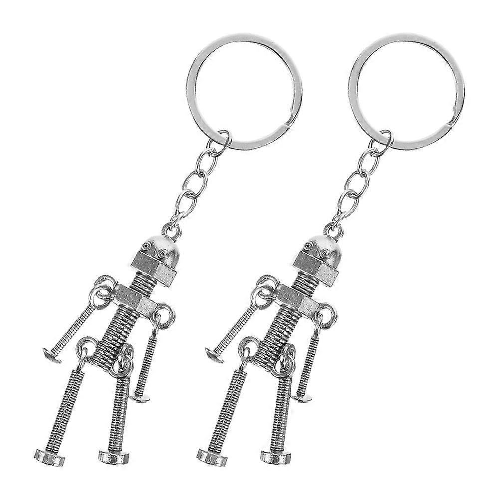 Stylish Robot Keychains 2pcs Set of Small Metal Hanging Decor for Keys, Backpacks, Handbags Lightweight Novelty Pendant Accessories for Daily Use