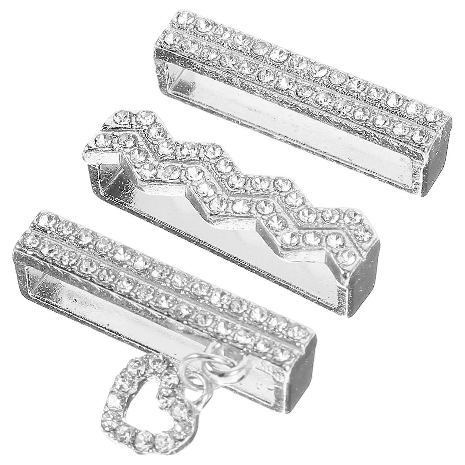 3pcs Rhinestone Watchband Charms, Decorative Metal Loops for Silicone & Smartwatch Bands, Lightweight Heart Pendant Accessories in 3 Colors