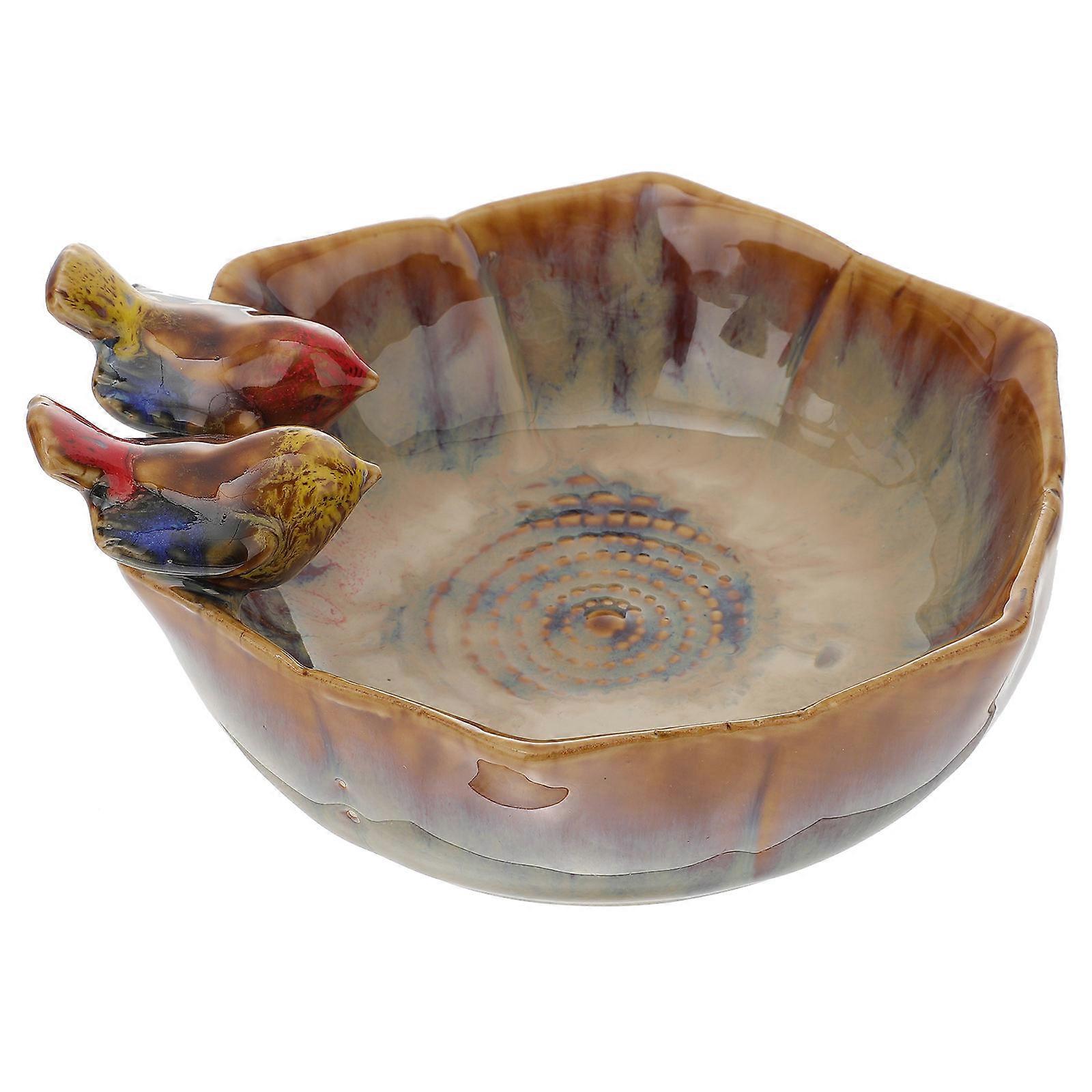 Ceramic Green Bird Basin for Storage Use Creative Tray Feeder 1Pc