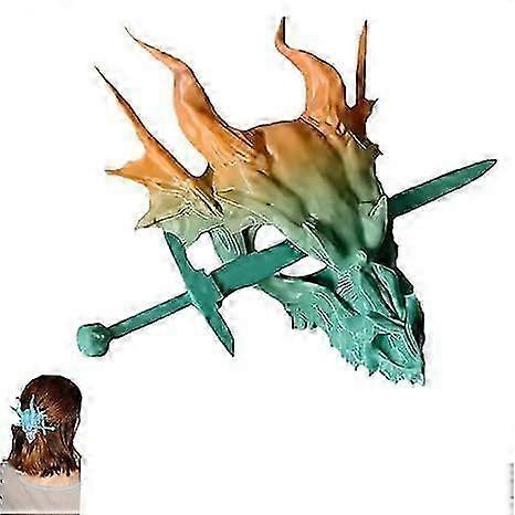 مشابك شعر التنين المصنوعة يدويا ، إكسسوارات الشعر القوطية الخيالية للتأثيري ، LARP ، المهرجانات والهدايا ، مشابك رأس التنين المصنوعة يدويا الفريدة