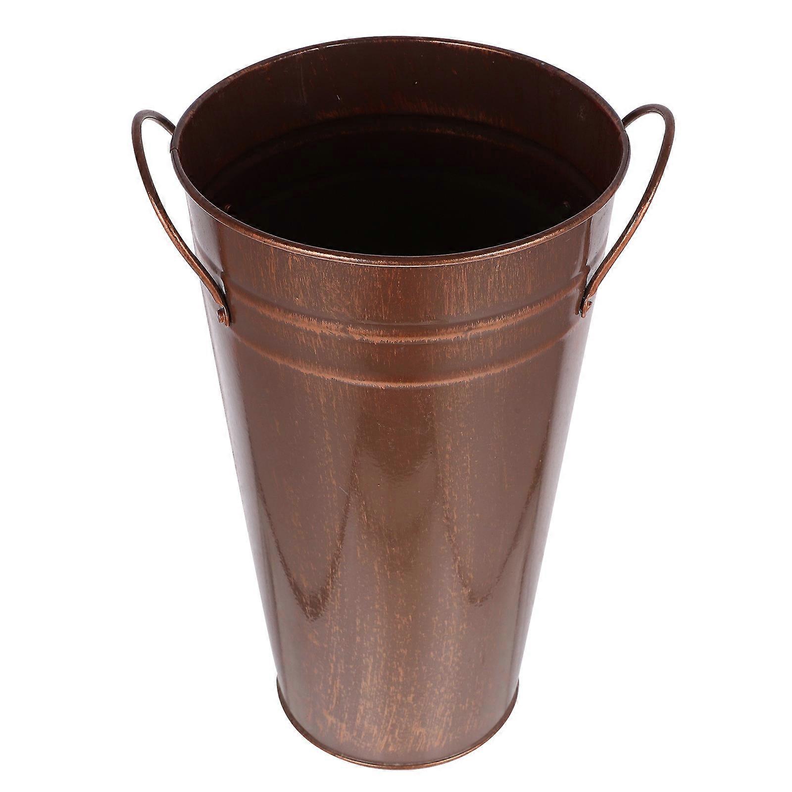 Coffee Colored Flower Display Bucket Rustic Style 9.8×7.1×5.9in 1Pack