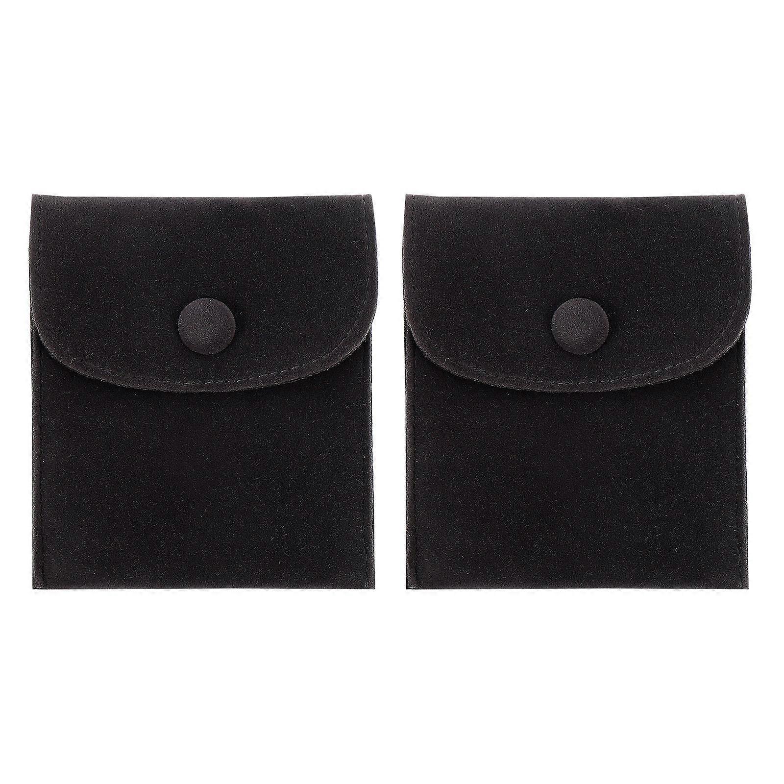 Black Snap Jewelry Bag for Storage Made of Cloth with Unique Design and Durable Quality 2pcs