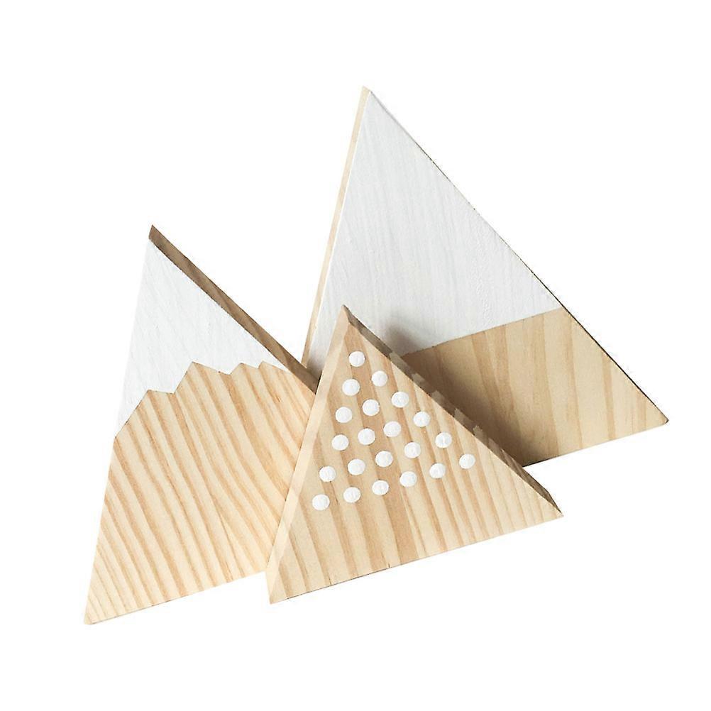 Triangular Decorations Simulation Snow Mountains Wooden Ornaments Room Arrangement present 3Pcs