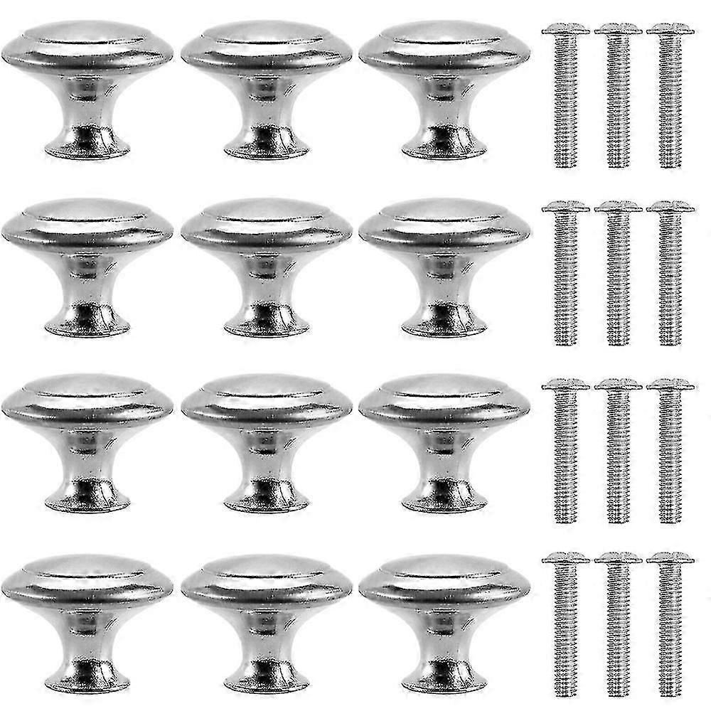 1/12pcs Stainless Steel Silver Cabinet Knobs - Round Kitchen Knobs Cabinet Cupboard Drawer Dresser Knobs Pulls Handles With Screws
