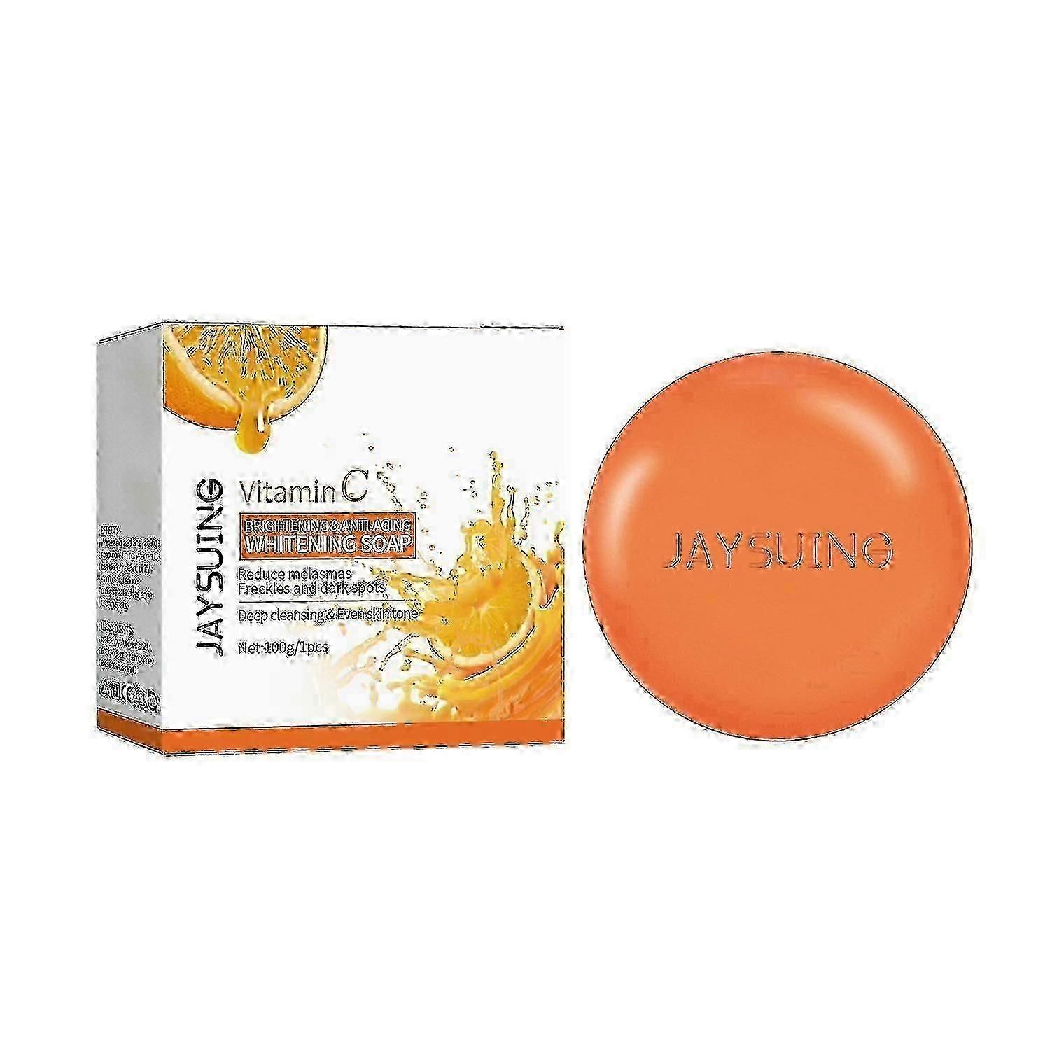 Jaysuing Vitamin C Anti-wrinkle Whitening Soap Cleanser Gentle Cleansing Face Lightens Spots and Bea