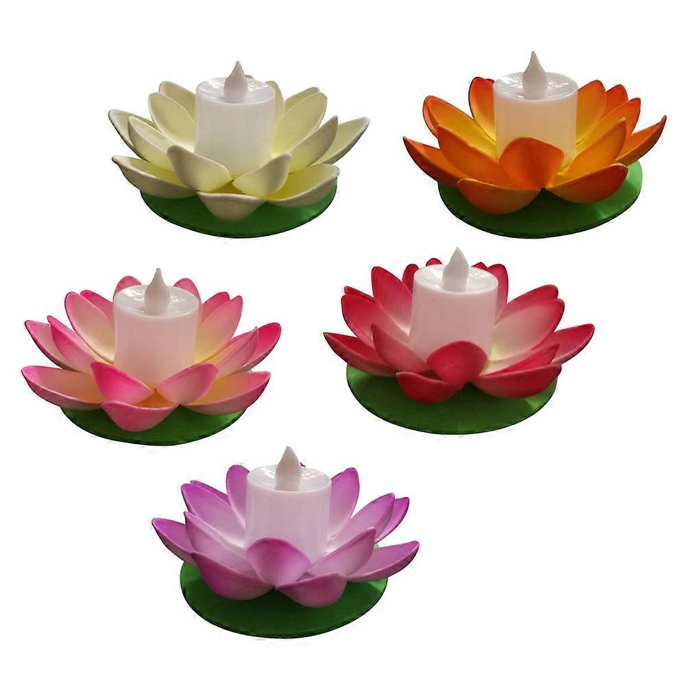 LED Lotus λουλούδι λαμπτήρα πλωτά Flameless κεριά για οικογενειακή χρήση 5Pcs