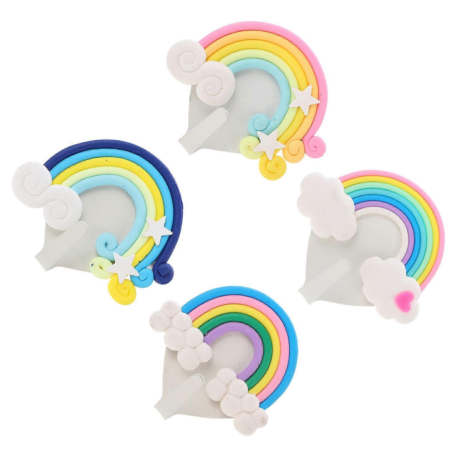 Children Wall Hooks Lovely Rainbow Design Storage Hooks Home Decoration 5X5X1.5CM Wall-Mounted Sundries Hanging 4Pcs