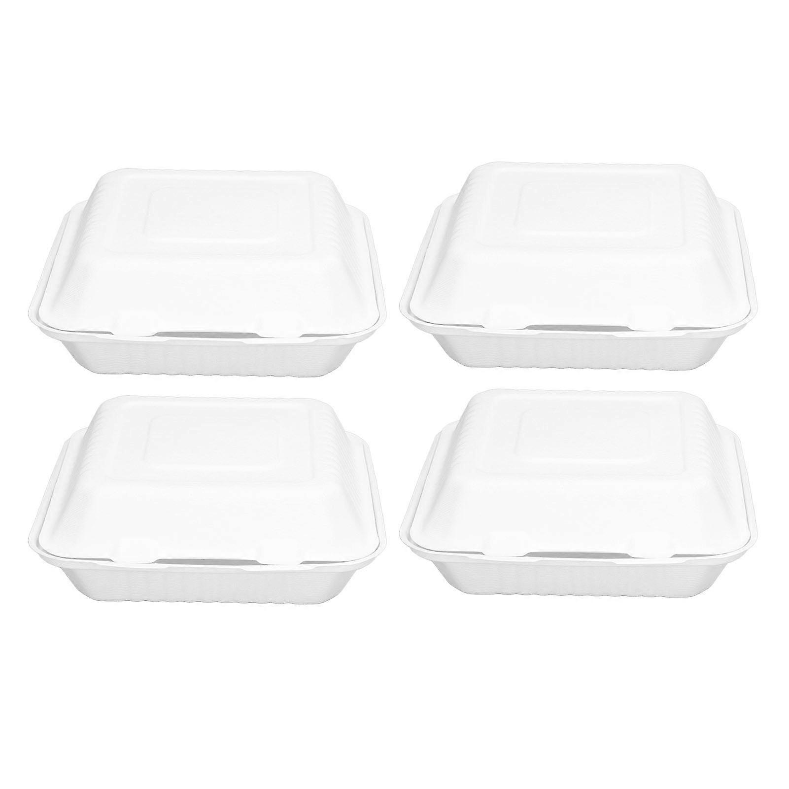 200PCS 9in 3 Compartment Packing Box Disposable Degradable Takeaway Food Packaging Box