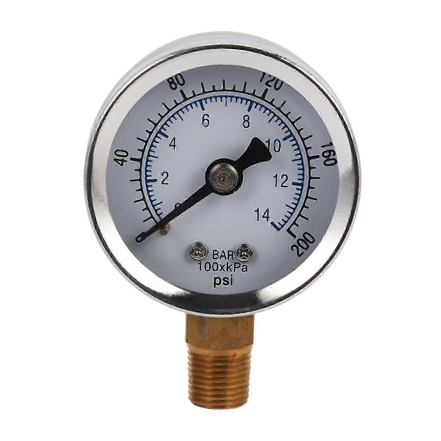 0-200 PSI Pressure Gauge 0-14 Bar with 1/8 NPT Connection - Ideal for Air Compressor Monitoring and Measurement