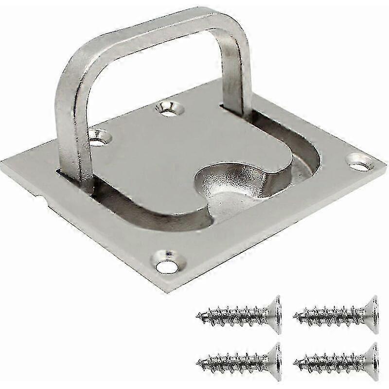 Stainless Steel Marine Hatch Handle with Flush Mount Design - Towing Handle for Boat Locker Yacht with 5 Screws (57 x 76 mm)